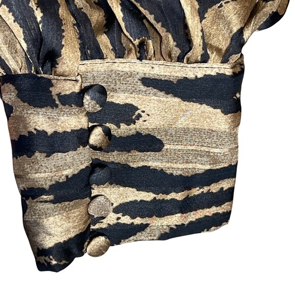 New H & M Women's Blouse Brown Black Leopard Size S Small Mock Neck - Picture 5 of 10